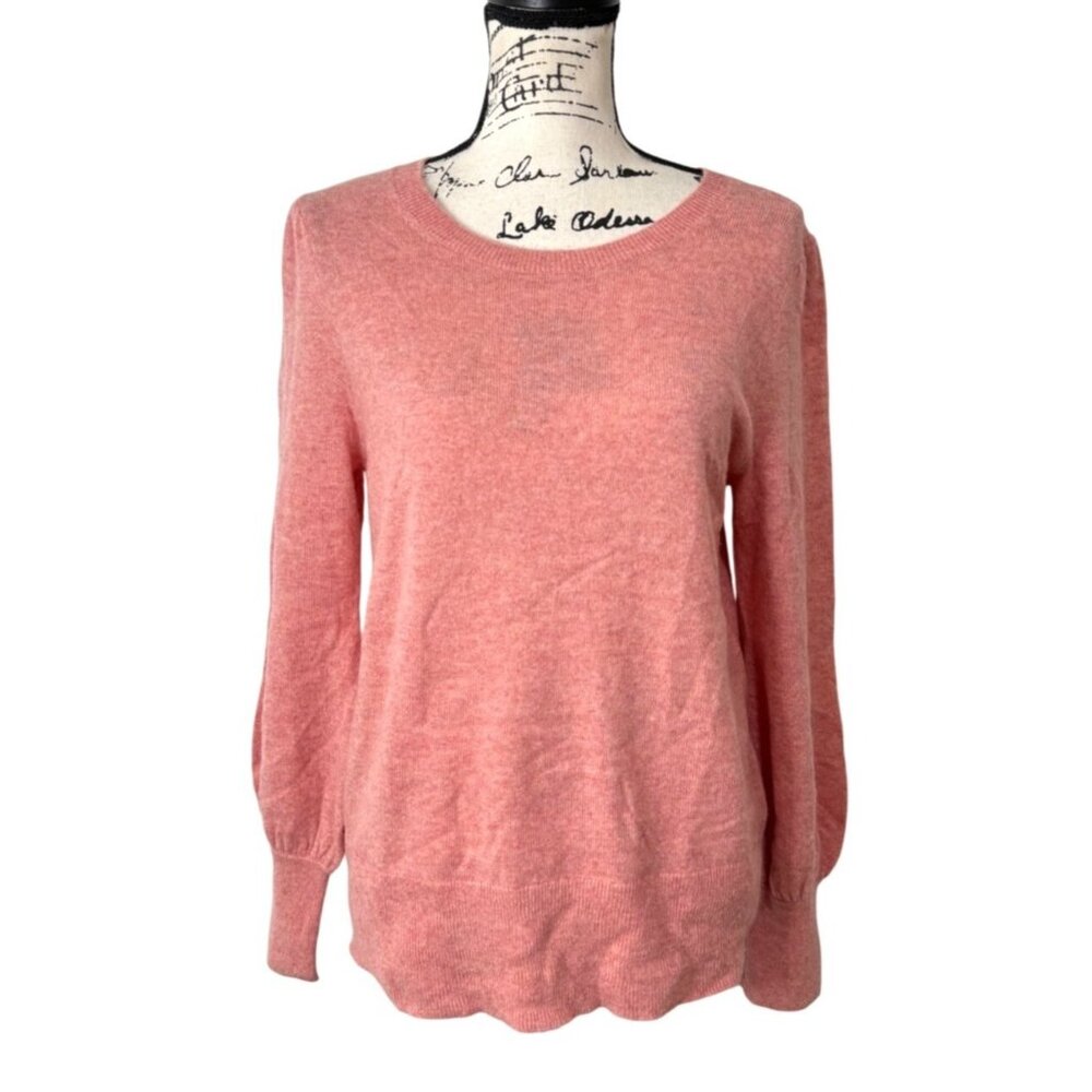 Nanette Lepore 2-Ply Cashmere Sweater Pink Long Sleeve Ribbed-Hem Womens Size L